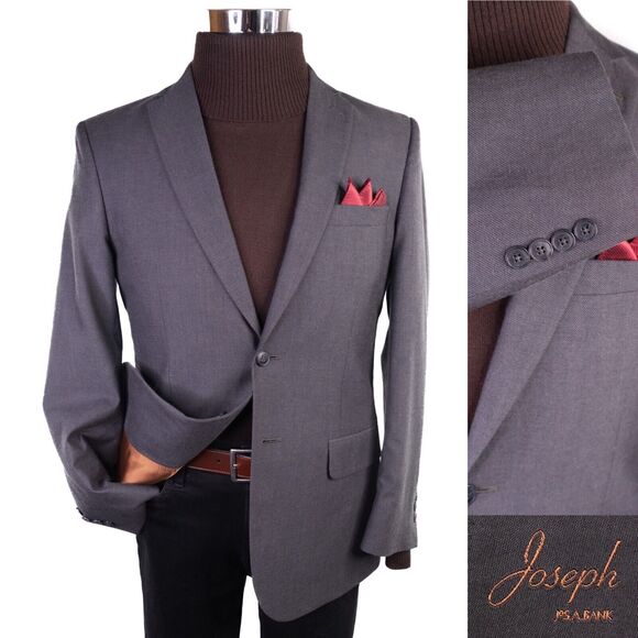 Jos A. Bank Other - Joseph Jos A. Bank Men's Sz 38R Gray Solid Cotton/Wool Blend 2 Button Slim Fit